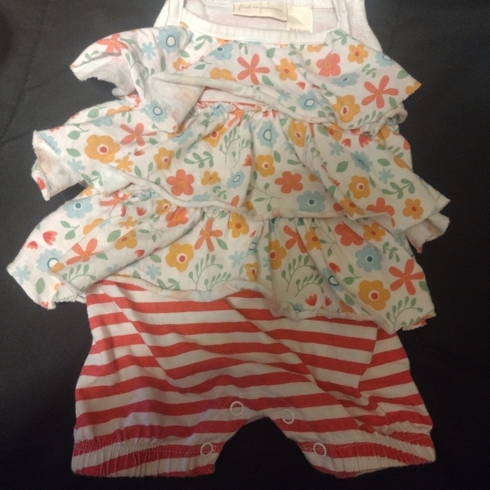 First Impressions Floral and Striped Baby Outfit​​